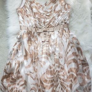 Cream and beige print knee length dress
